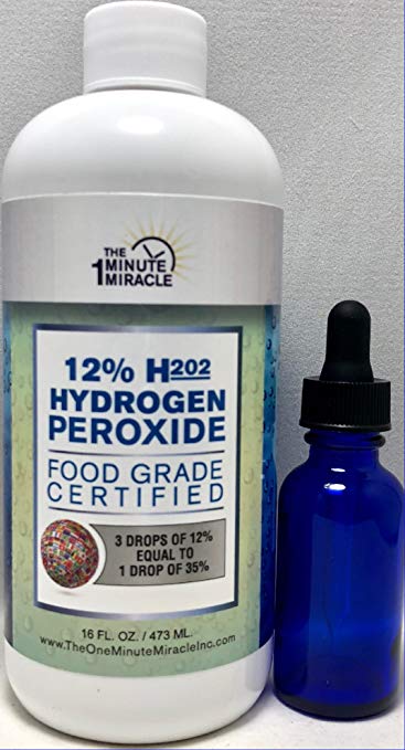 12% Hydrogen Peroxide Food Grade - 16 oz Bottle Recommended by The One Minute Cure Book