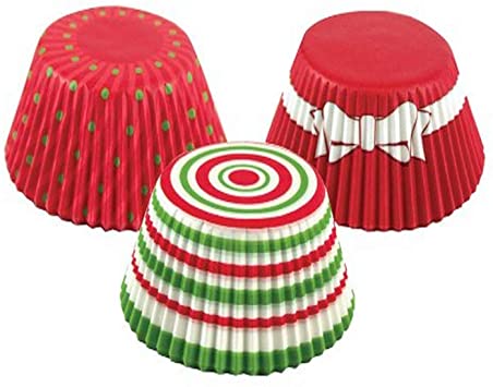 Fox Run Christmas Circles Bake Cup Set, 3 x 3 x 1.25 inches, Multicolored