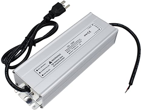 YGS-Tech 12V LED Power Supply 120W, Waterproof Low Voltage Transformer, 12 Volt DC Output with 3-Prong Plug, 3.3ft Cable