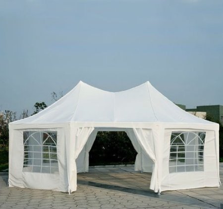 Outsunny 22’ x 16’ Large Octagon 8-Wall Party Canopy Gazebo Tent - White