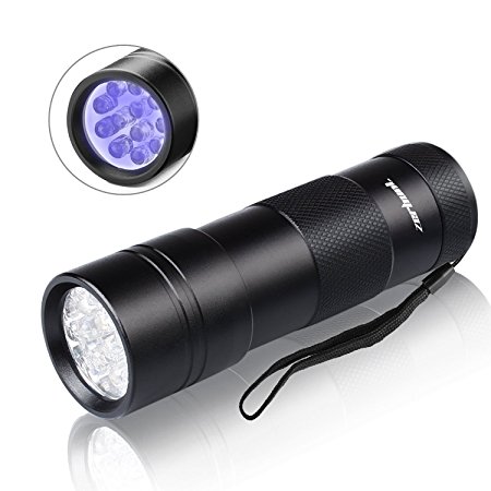 Zerhunt UV Flashlight Blacklight, Dog Urine and Stains Detector Torch, 12 Ultraviolet LED Light with AAA Batteries