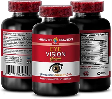 eye vitamins with bilberry - EYE VISION GUARD - LUTEIN, ZEAXANTHIN AND BILBERRY EXTRACT, bilberry for eyes, natural eye support, lutein bilberry eye vision guard, support for aging eyes, 1B 60 Caps