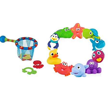 Nuby 10-Pack Little Squirts and Splash n' Catch Bath Time Fishing Set Bundle