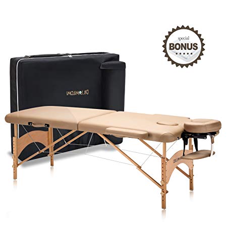 Dr.lomilomi Small Professional Hardwood Portable Massage Table Spa Bed 005 Package (005-Small Table, Tan)