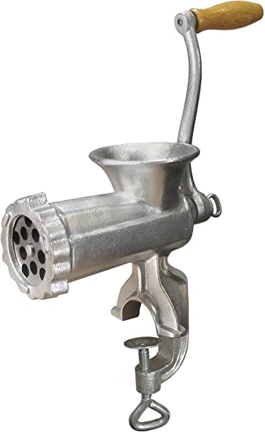 Weston #10 Manual Tinned Meat Grinder and Sausage Stuffer , 4.5mm & 10mm plates,   3 sausage funnels,Silver