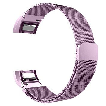 Glink Replacement Bands for Fitbit Charge 2, Stainless Steel Milanese Metal Wristband (5.5" - 9.5")