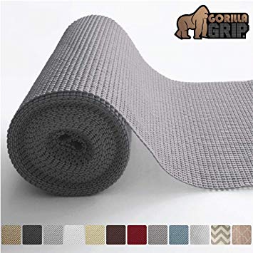 Gorilla Grip Original Drawer and Shelf Liner, Non Adhesive Roll (17.5" x 20' Size) Durable and Strong, Grip Liners for Drawers, Shelves, Cabinets, Storage, Kitchen and Desks (Gray)