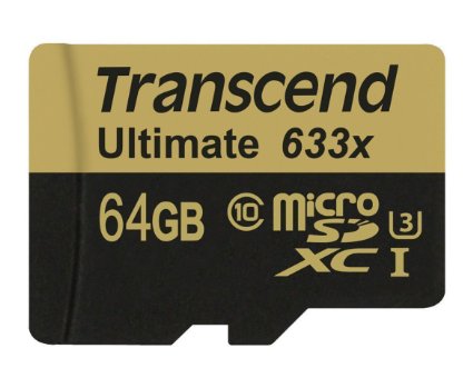 Transcend 64 GB MicroSDXC Class 10 UHS-IU3 Memory Card with Adapter 95 Mbs TS64GUSDU3