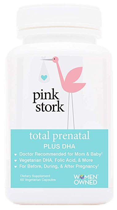 Pink Stork Total Prenatal   DHA, Doctor Recommended Nutrition Support for Before, During, After Pregnancy, Vegetarian, 60 Small Capsules