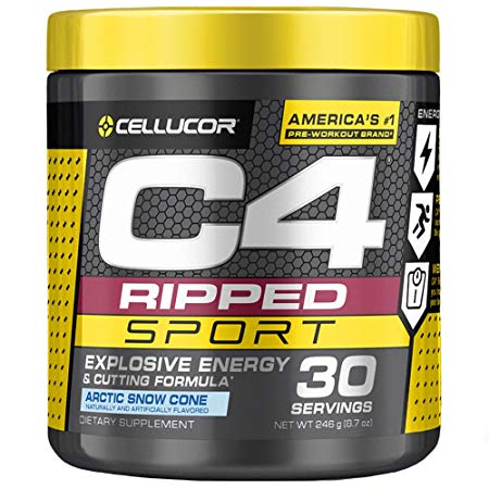 Cellucor C4 Ripped Sport Pre Workout Powder   Thermogenic Fat Burner, Fat Burners for Men & Women, Weight Loss & Energy, Arctic Snow Cone, 30 Servings - NSF Certified for Sport