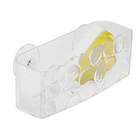 InterDesign Pebblz Kitchen Sink Suction Holder for Sponges, Scrubbers, Soap - Clear