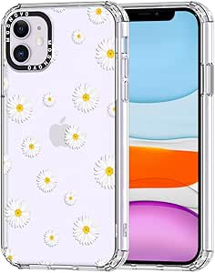 MOSNOVO for iPhone 11 Case, [Buffertech 6.6 ft Drop Impact] [Anti Peel Off] Clear Shockproof TPU Protective Bumper Phone Cases Cover with White Daisy Design for iPhone 11