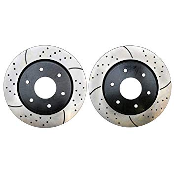 Prime Choice Auto Parts PR41427LR Front Set 2 Drilled Slotted Performance Brake Rotors 6 Stud