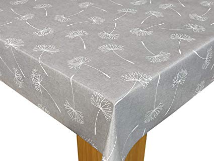 Karina Home Megan Grey Wipe Clean Tablecloth Vinyl PVC 200cm x 140cm