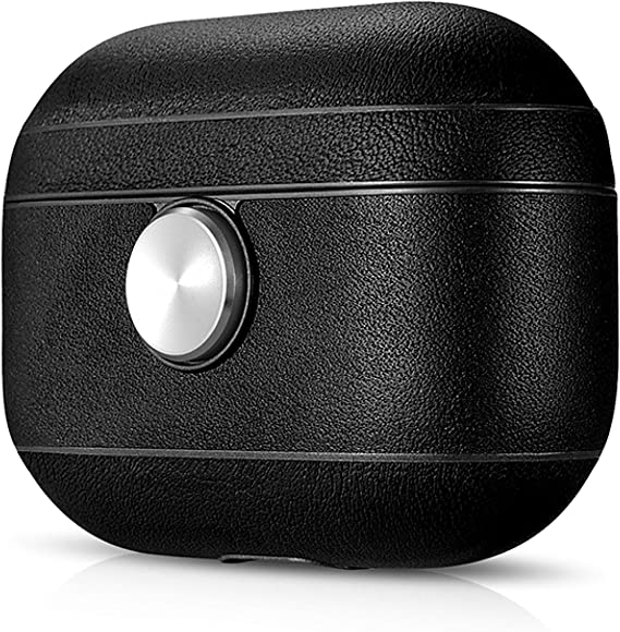 Air Vinyl Design, ZenPod Pro | Leather Fidget Spinner Case for Apple AirPods Pro (Black | Silver Spinner)