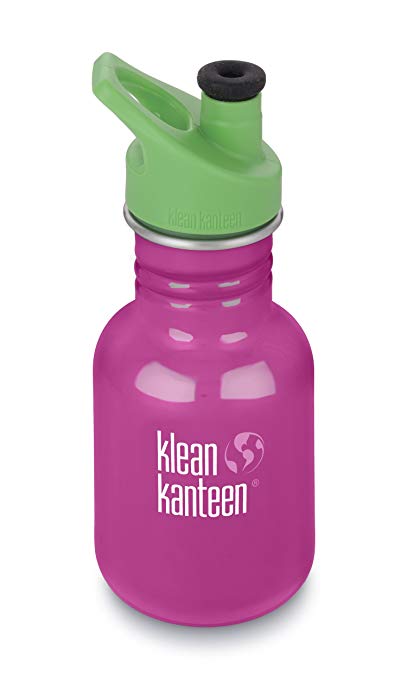 Klean Kanteen 12oz Kid Kanteen Stainless Steel Sport Bottle, Single Wall and Leak Resistant Sport Cap 3.0 2018