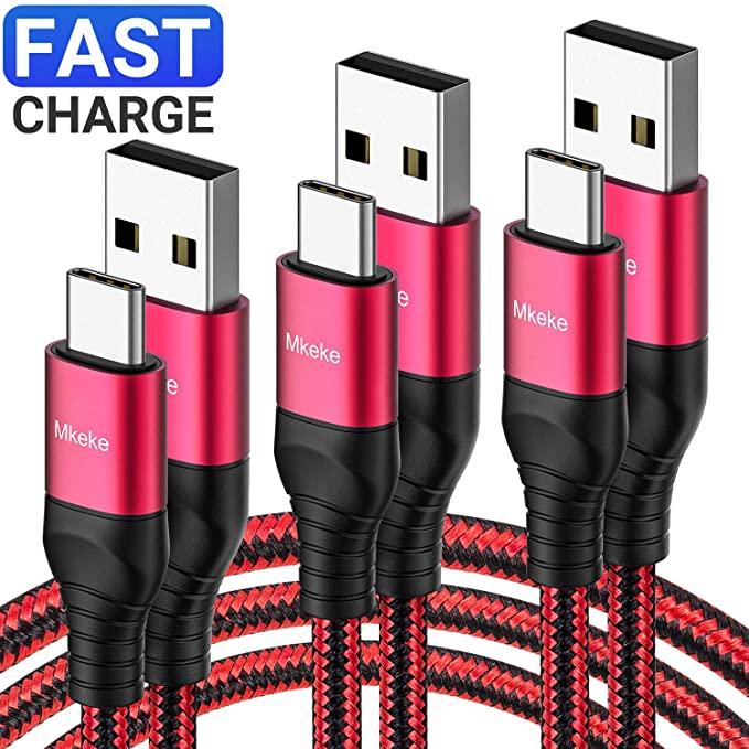 USB C Cable, Mkeke USB Type C Charger Cable Fast Charging [3-Pack,1/1.5/1.8M] Type C Charging Cable Nylon Braided