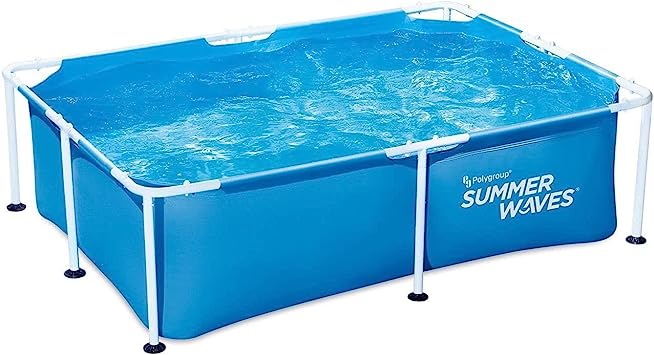 Summer Waves Rectangular Above Ground Tubular Pool 2.1 x 1.5 x 0.61 m - Practical and Easy to Install - 3-Layer PVC Laminated Material - Water Line 51 cm - Delivered with Necessary Accessories 10546