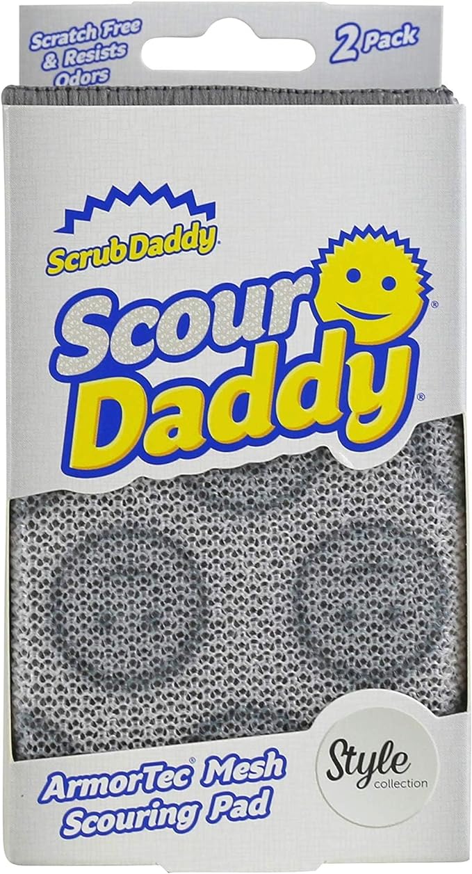 Scrub Daddy Scour Daddy, Scheuerschwamm, kratzfreie Scheuerschwämme/strapazierfähiges Scheuerschwamm zum Reinigen von Geschirr, Alternative zu scheuern aus Metall, Spülschwämme zum Abwaschen, 2er-Pack