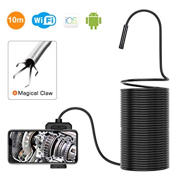 DEPSTECH 1200P Wireless Endoscope, 2.0 MP HD WiFi Borescope Inspection Camera, 16 inch Focal Distance Snake Camera with Phone Holder and Magical Claw for Android & iOS Smartphone Tablet