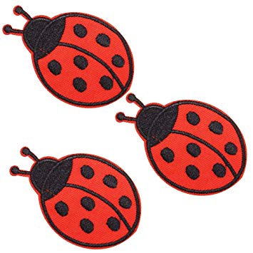 U-Sky Iron on Patches Small Insect for Girl, 3pcs Cute 7 Stars Red Ladybug Denim Sew-on/Iron-on Appliques Patch for Jackets/Backpacks/Kids Clothing/Jean/Vest/Shirt, Size:2.9x2.7inch