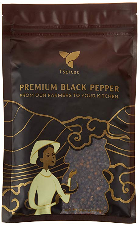 TSpices Premium Vietnamese Whole Black Peppercorns | Grinder Refill | 8oz