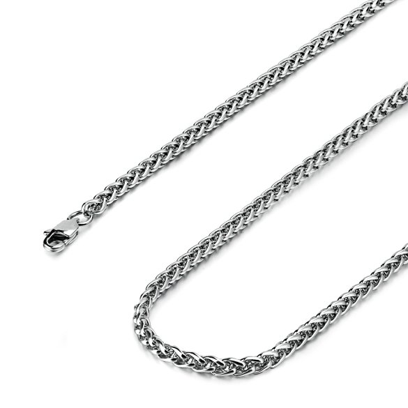 Besteel Jewelry 4MM Mens Womens Stainless Steel Wheat Necklace Chain Link 16-36 Inch