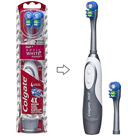 Colgate 360 Optic White Platinum Powered Toothbrush and Refill Head