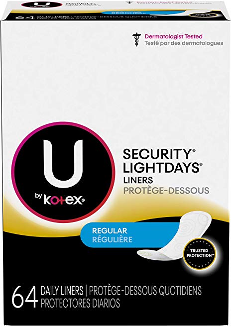 Kotex Lightdays Pantiliners, Unscented, Regular, 64 ct