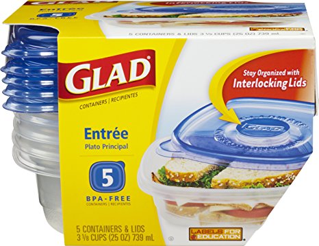 GladWare Entree Containers with Lids, 5-Containers