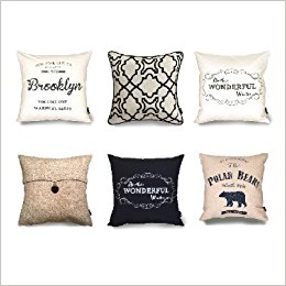 Phantoscope Decorative Throw Pillow Case Cushion Cover Farmhouse Decor Series 6 piece set 18" x 18", 45cm x 45cm