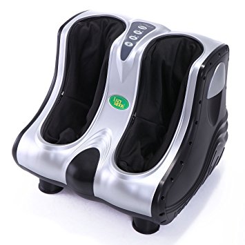 JAXPETY Shiatsu Kneading Rolling Vibration Heating Foot & Calf Massager Personal Health Studio Leg Beautician Silver