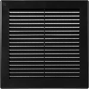 / 6'' x 6'' Inch Opening Measurement / Black Square Vent External Grille with Protective Mesh - Lightweight Plastic Register / Cover Indoor Outdoor Soffit Vent - 8x8 Outer Measurement