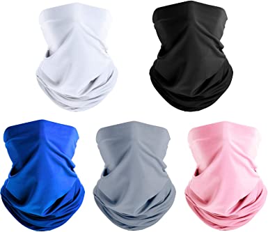 5 Pieces Face Bandana Seamless Outdoor Face Cover Microfiber Motorcycle Neck Gaiter Scarf