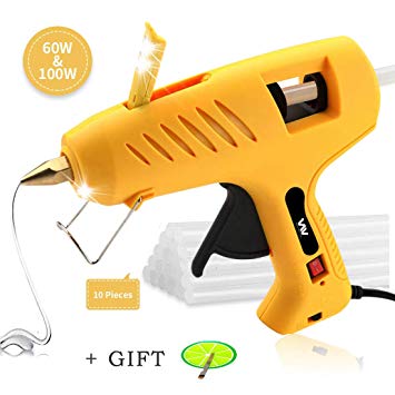 Hot Glue Gun with LED Light, Upgraded Dual Power 60W/100W High Temperature, Full Size and Heavy Duty Melt Glue Gun Kit, Including 10pcs Glue Sticks for DIY, Decoration, Crafts, Home Repair and More