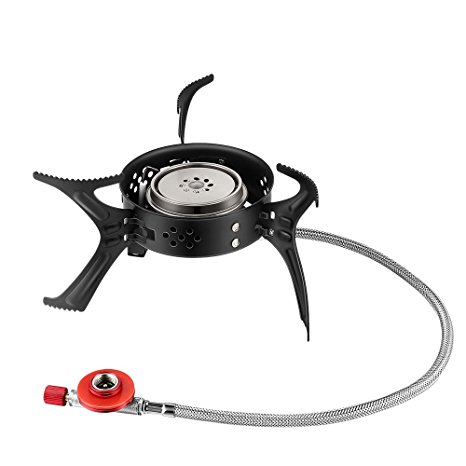 Terra Hiker Camping Stove, Backpacking Stove, High Efficiency Gas Stove, Durable & Portable Burner with Windscreen & Convenient Piezo Ignition for Camping