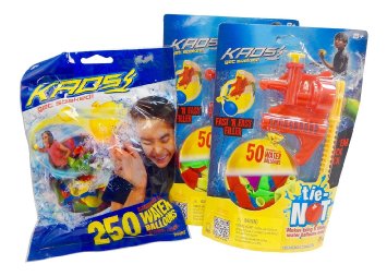 Kaos Tie-Not Water Balloon Filling Set Dual Combo Pack With 350 Total Biodegradable Water Balloons