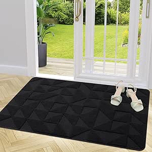 OLANLY Door Mats Indoor, Non-Slip, Absorbent, Dirt Resist, Entrance Washable Mat, Low-Profile Inside Entry Doormat for Entryway (48x32 inches, Black)