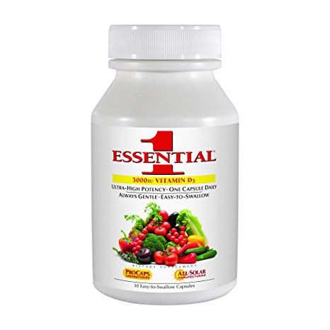 Andrew Lessman Essential-1 Multivitamin. 3000 IU Vitamin D3. 250 mcg Methyl B12. Lutein Lycopene Zeaxanthin. 24  Nutrients. High Potency. No Additives. Ultra-Mild. Only One Cap Daily. 30 Small Caps