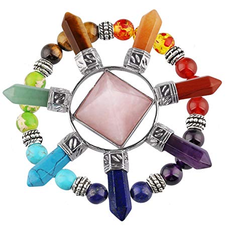 rockcloud Healing Crystal Kit,7 Chakra Points Energy Generator & Bracelet Set