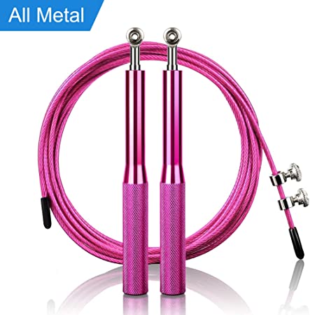 Skipping Ropes, Arteesol Speed Jump Rope with Anti-Slip Premium Aluminum Handle and Tangle-Free Adjustable Rope, Rapid Ball Bearings for Fitness Workouts Fat Burning Exercises, Crossfit and Boxing