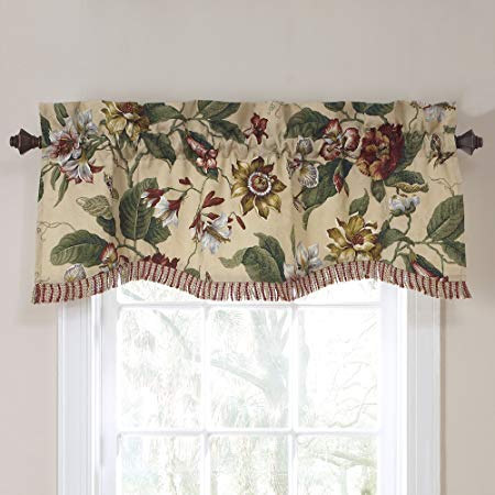 Waverly Laurel Springs Lined Window Valance, Parchment, 50-Inch Wide x 15-Inch Long (127 cm x 38 cm)
