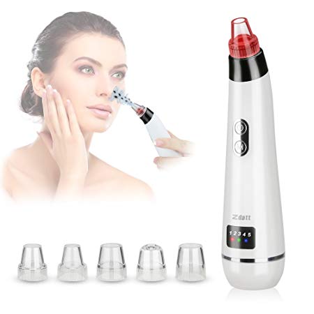 Zdatt Blackhead Remover Pore Vacuum with Beauty Lamp FDA Comedo Suction Exfoliating Electric Comedone Acne Extractor Facial Cleaner with 5 Suction Heads and 5 Level Suction Force