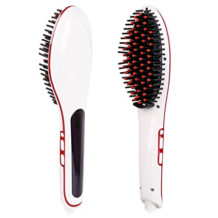 #1 Hair Brush Straightening Brush -Angel Kiss Hair Straightener Electric Heating Ceramic Comb Digital Anion Hair Care, Anti-Scald Effective Detangling Silky Hair Brush White Nasv