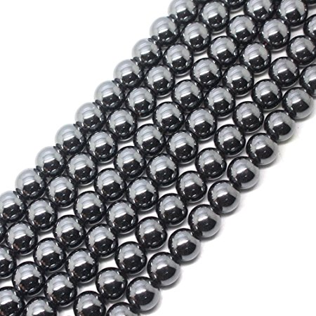 jennysun2010 2mm Natural Non-Magnetic Hematite Gemstone Round Ball Beads 16'' Inches Metallic Black 1 Strand for Bracelet Necklace Earrings Jewelry Making Crafts Design Healing