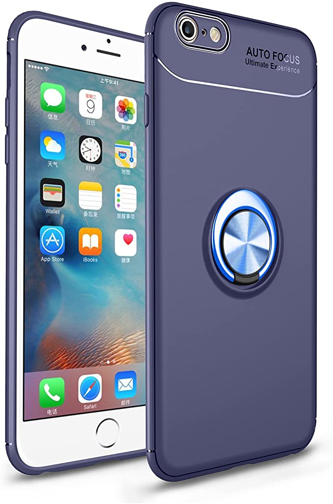 iCoverCase for iPhone 7/8/SE 2nd Generation Case,[Invisible Matal Ring Bracket][Magnetic Support] Shockproof Anti-Scratch Ultra-Slim Protective Cover Case for iPhone 7/8/SE (2020) (Blue Blue)