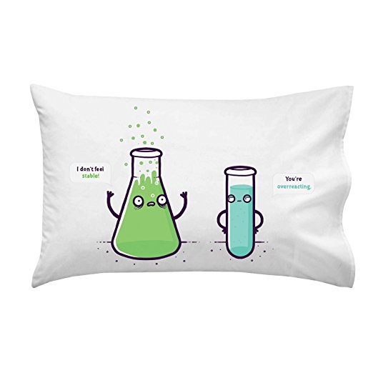 "Overreacting" Funny Chemistry Beaker Chemicals "Don't Feel Stable" - Pillow Case Single Pillowcase