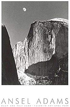 Moon and Half Dome (Embossed) - Poster by Ansel Adams (24 x 36)
