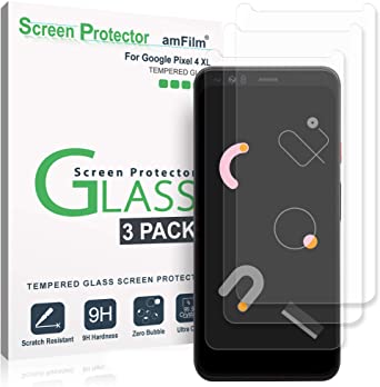 amFilm Pixel 4 XL Screen Protector Glass (3 Pack), Case Friendly (Easy Install) Tempered Glass Screen Protector Film for Google Pixel 4 XL (2019)