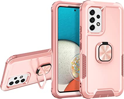 Galaxy A53 5G Case with Kickstand Heavy Duty Protection [Dual Shockproof] Support Magnetic Car Mount Cover Compatible Samsung Galaxy A53 (5G) (Galaxy A53, Pink)